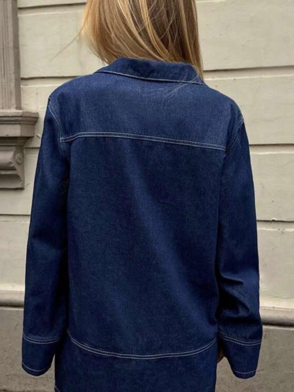 SHEIN Oversized Denim Shirt Dress Blue Size S